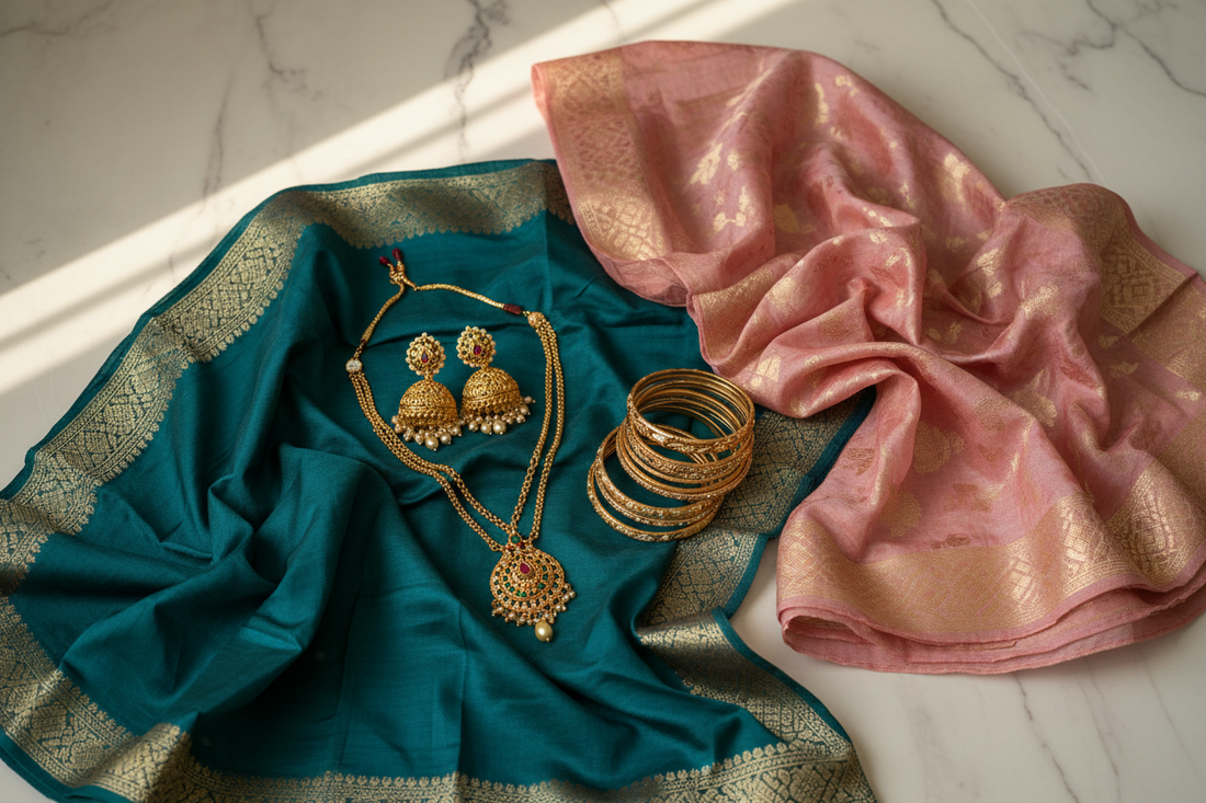 How to style jewellery with Banarasi dupattas and sarees — complete pairing guide by Taniva