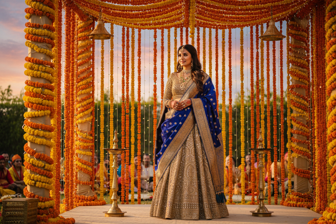 Wedding guest outfit ideas — styling a Banarasi silk dupatta for Indian wedding functions by Taniva