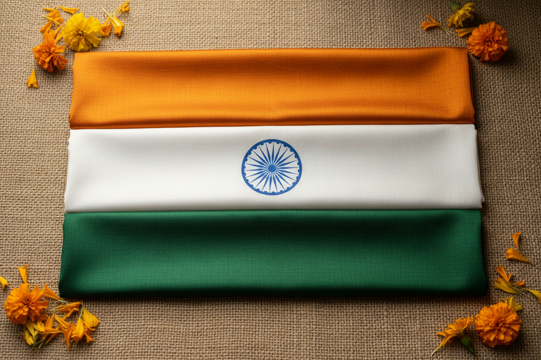 Independence Day 2026 tricolour outfit ideas — saffron, white and green stoles and dupattas by Taniva