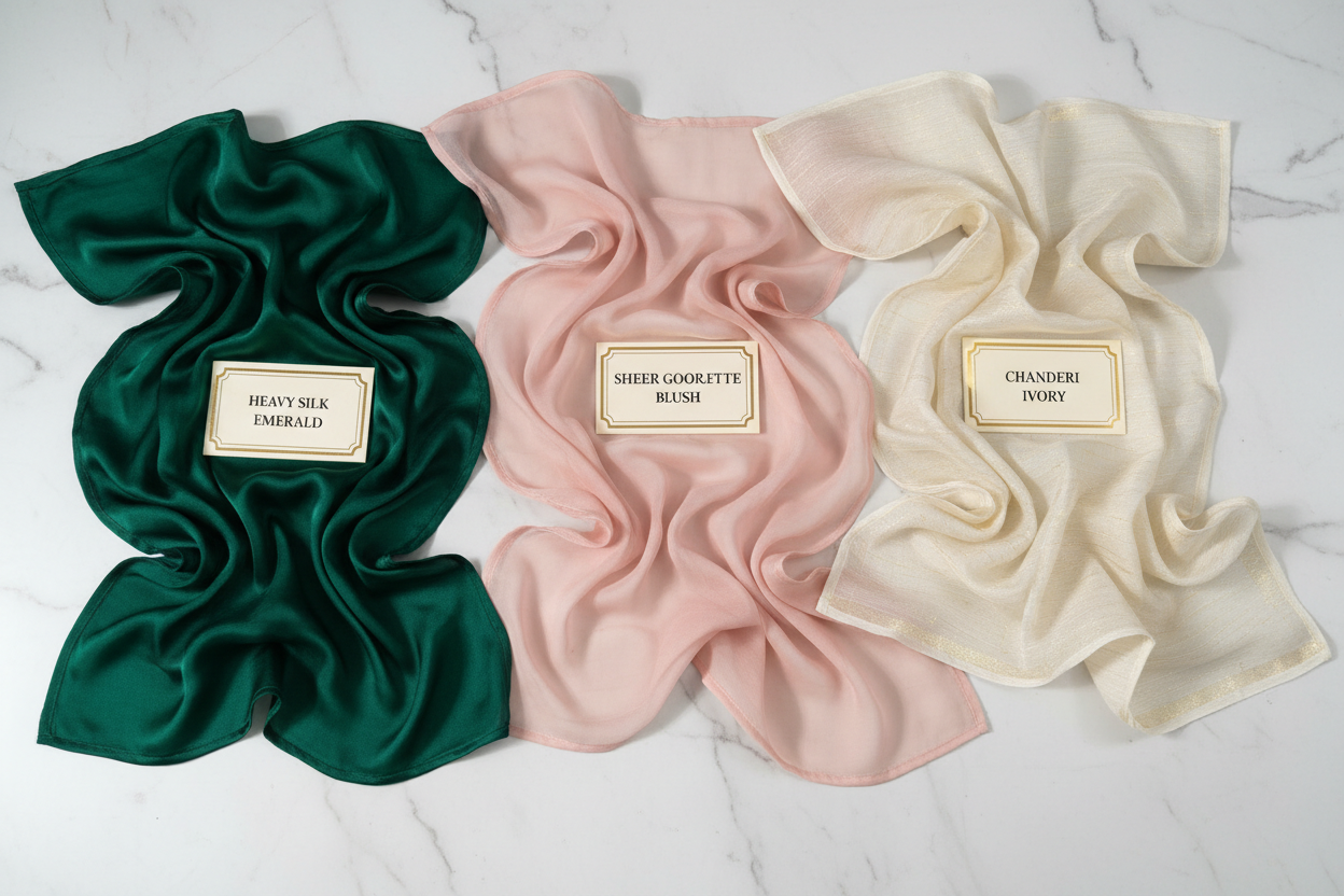 Silk vs Georgette vs Chanderi — Which Dupatta Fabric is Best for You?