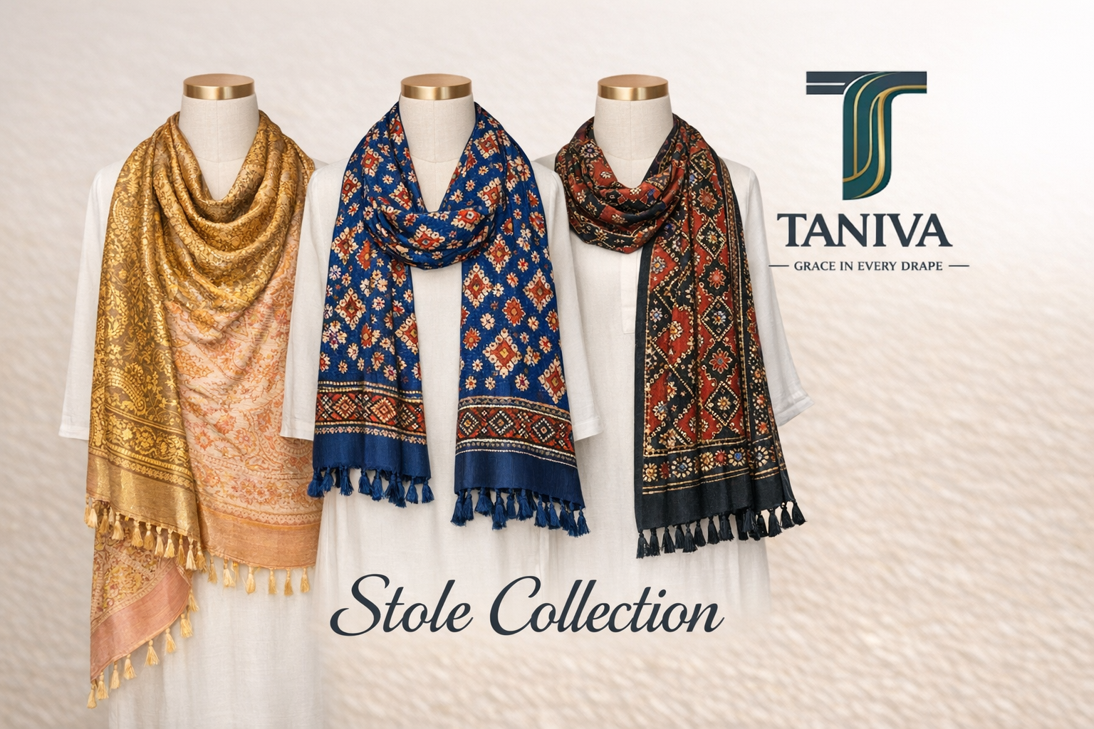 Premium Stoles Online – Silk, Chanderi & Cotton Stoles | Taniva