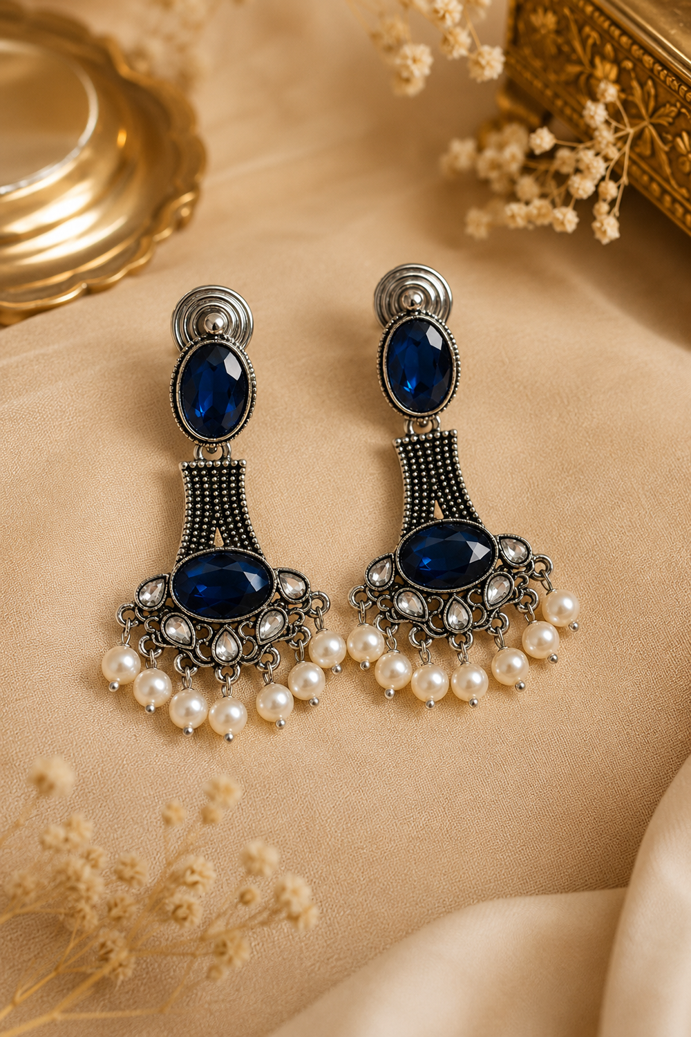 Pearl Stone Statement Earrings – Available in 10 Colors