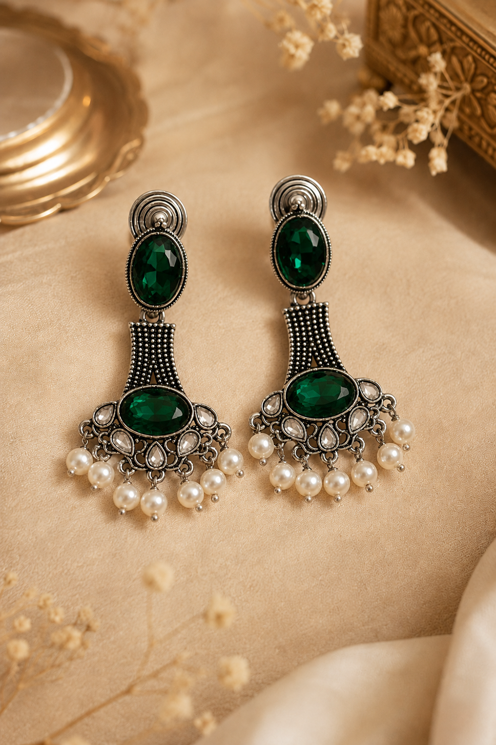 Pearl Stone Statement Earrings – Available in 10 Colors