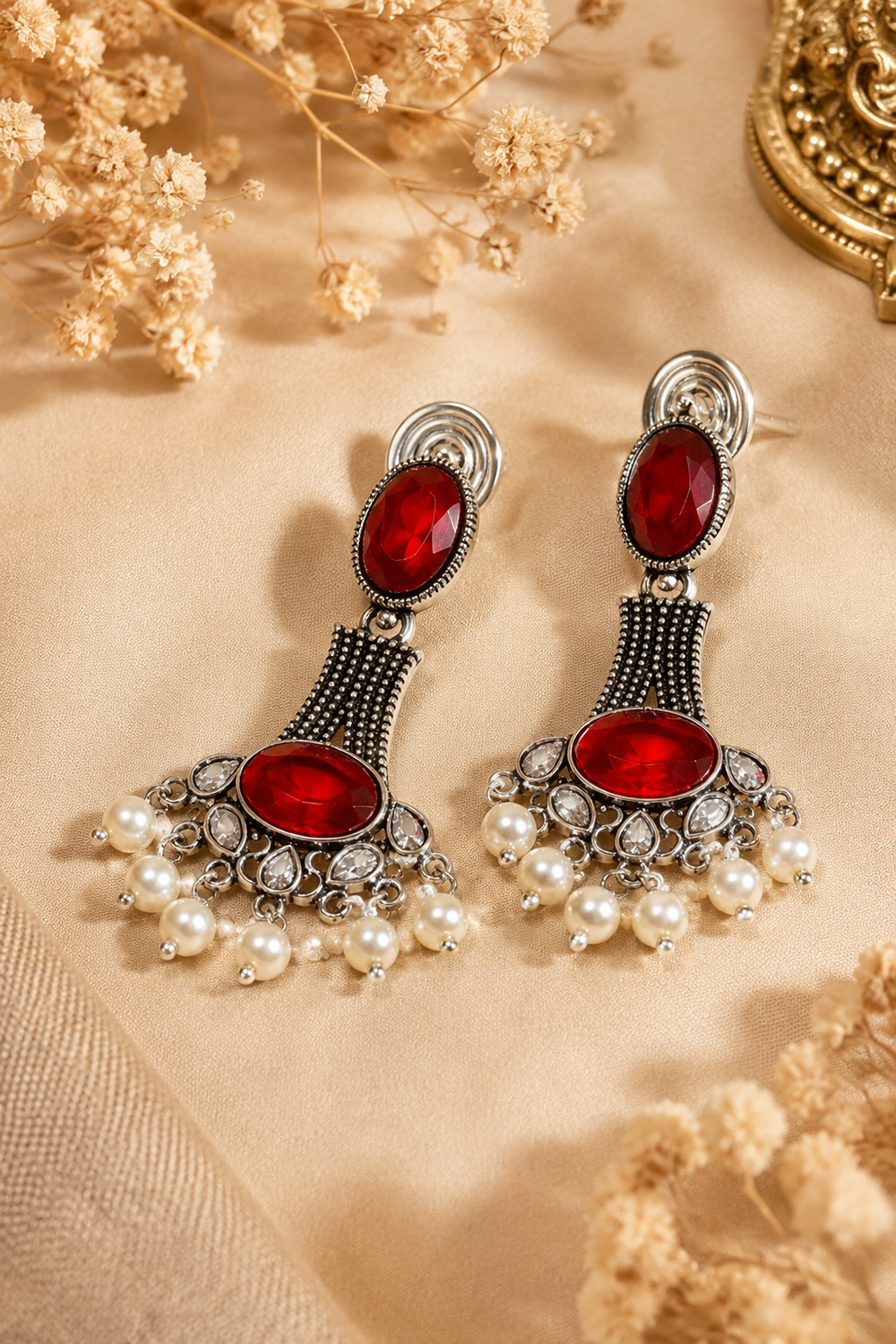 Pearl Stone Statement Earrings – Available in 10 Colors