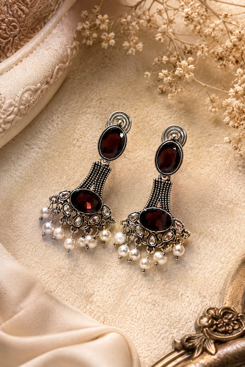 Pearl Stone Statement Earrings – Available in 10 Colors