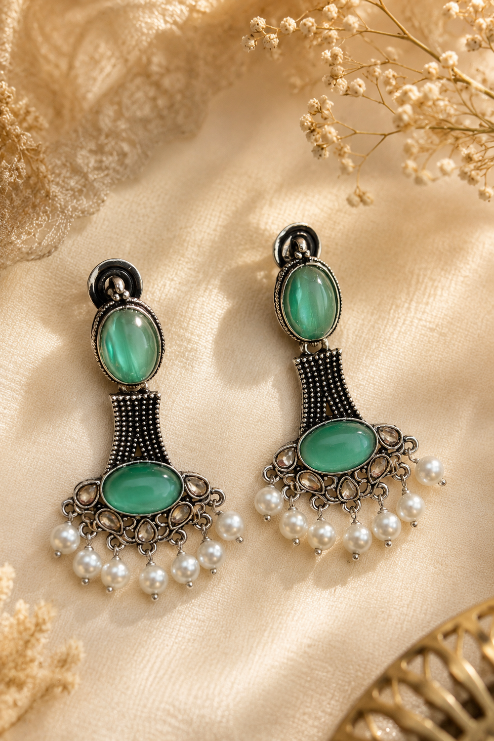 Pearl Stone Statement Earrings – Available in 10 Colors