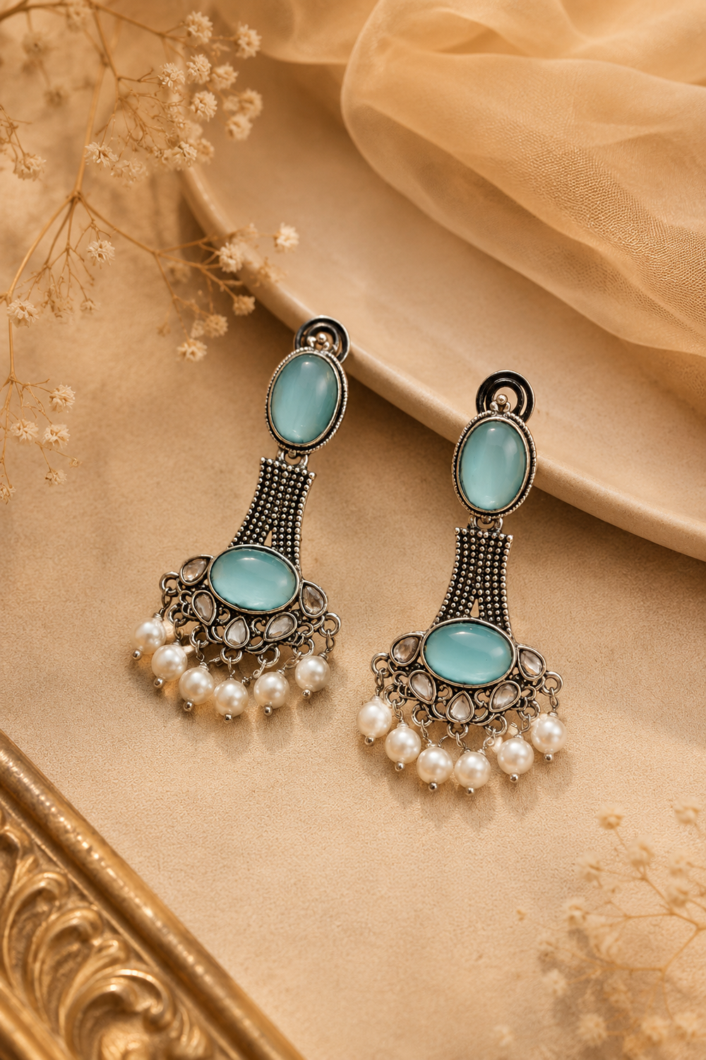 Pearl Stone Statement Earrings – Available in 10 Colors