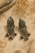 Oxidised Peacock Motif Ghungroo Dangle Earrings