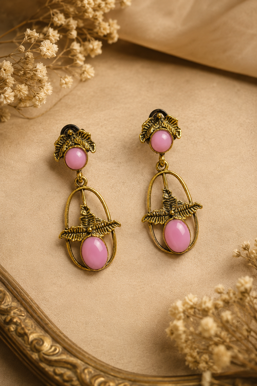 Verdant Leaf Antique Gold Dangle Earrings – Available in 11 Colors