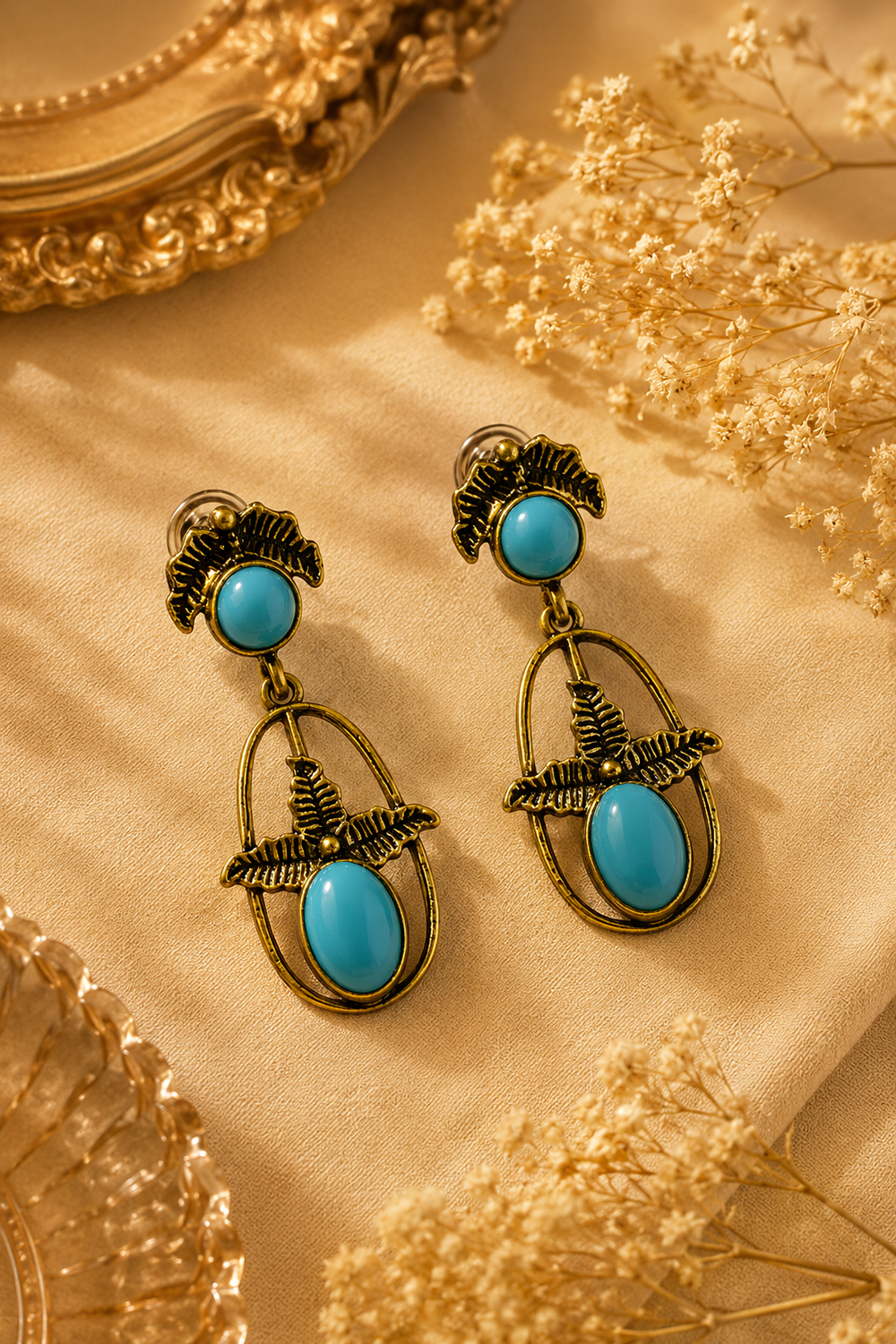 Verdant Leaf Antique Gold Dangle Earrings – Available in 11 Colors