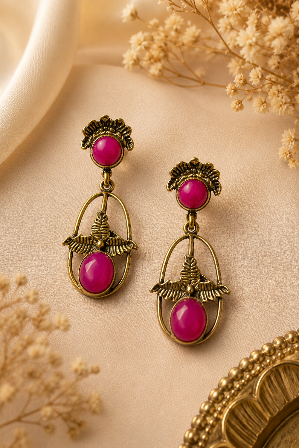 Verdant Leaf Antique Gold Dangle Earrings – Available in 11 Colors