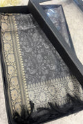 Gift Box of Pashmina Design Grey Banarasi Silk Stole with traditional integrate design – Pack of 1