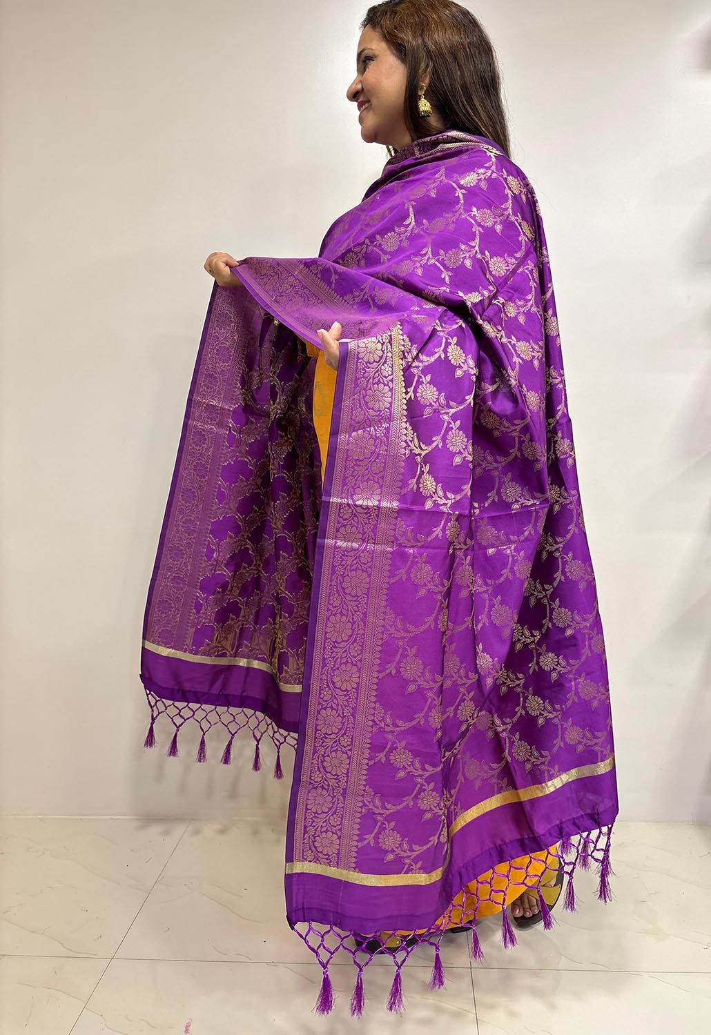 Elegant Purple Banarasi Silk Dupatta - Taniva
