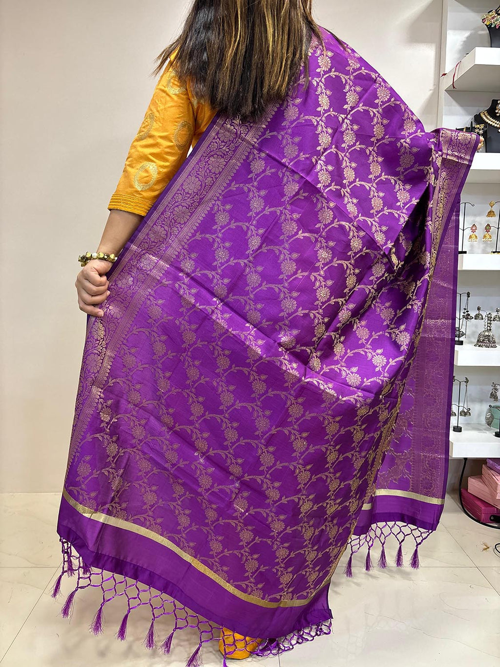 Elegant Purple Banarasi Silk Dupatta - Taniva