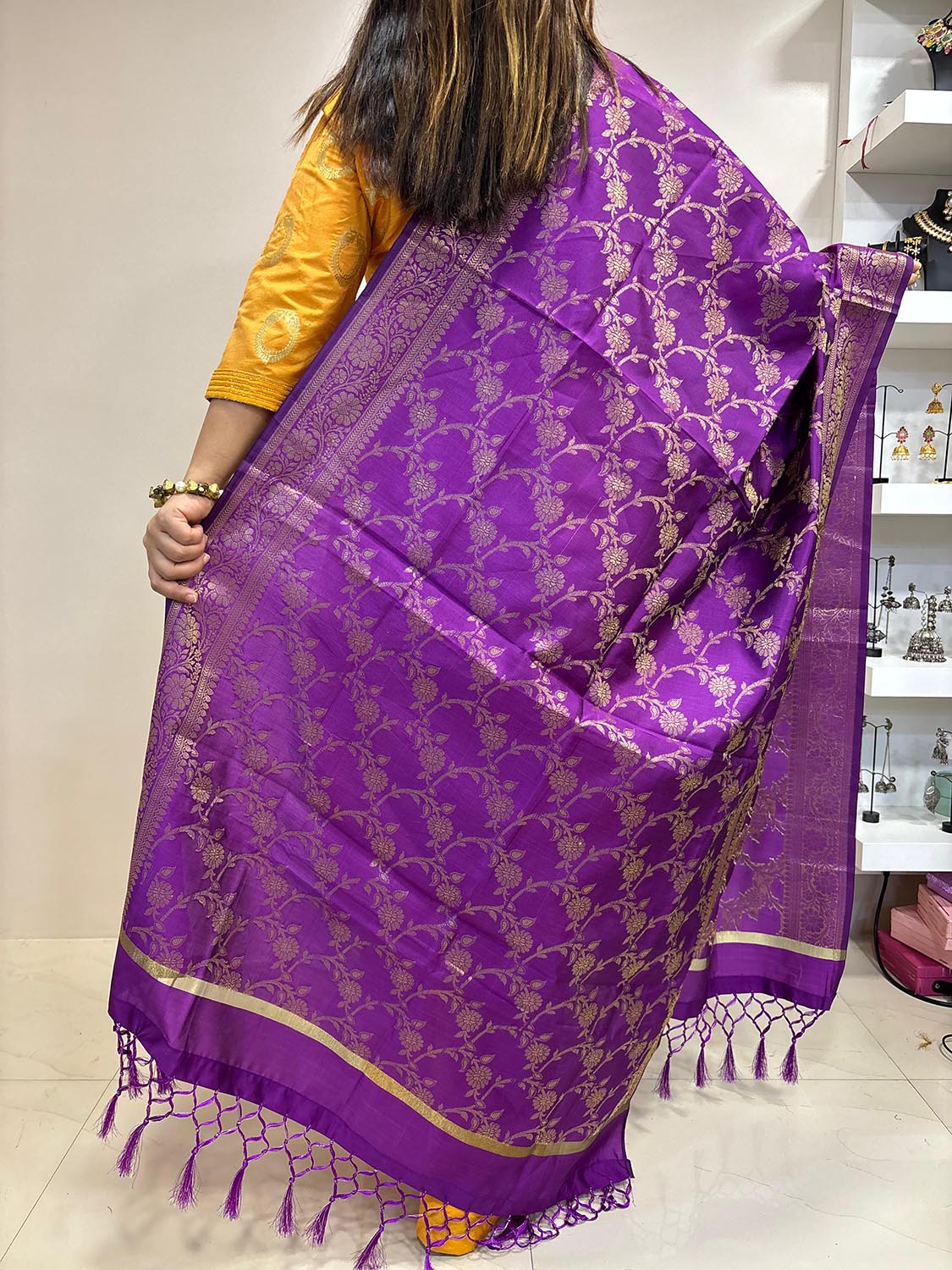 Elegant Purple Banarasi Silk Dupatta - Taniva