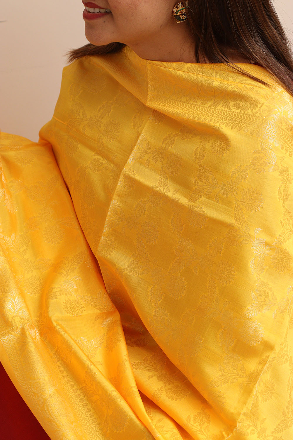 Yellow Banarasi Silk Dupatta - Taniva