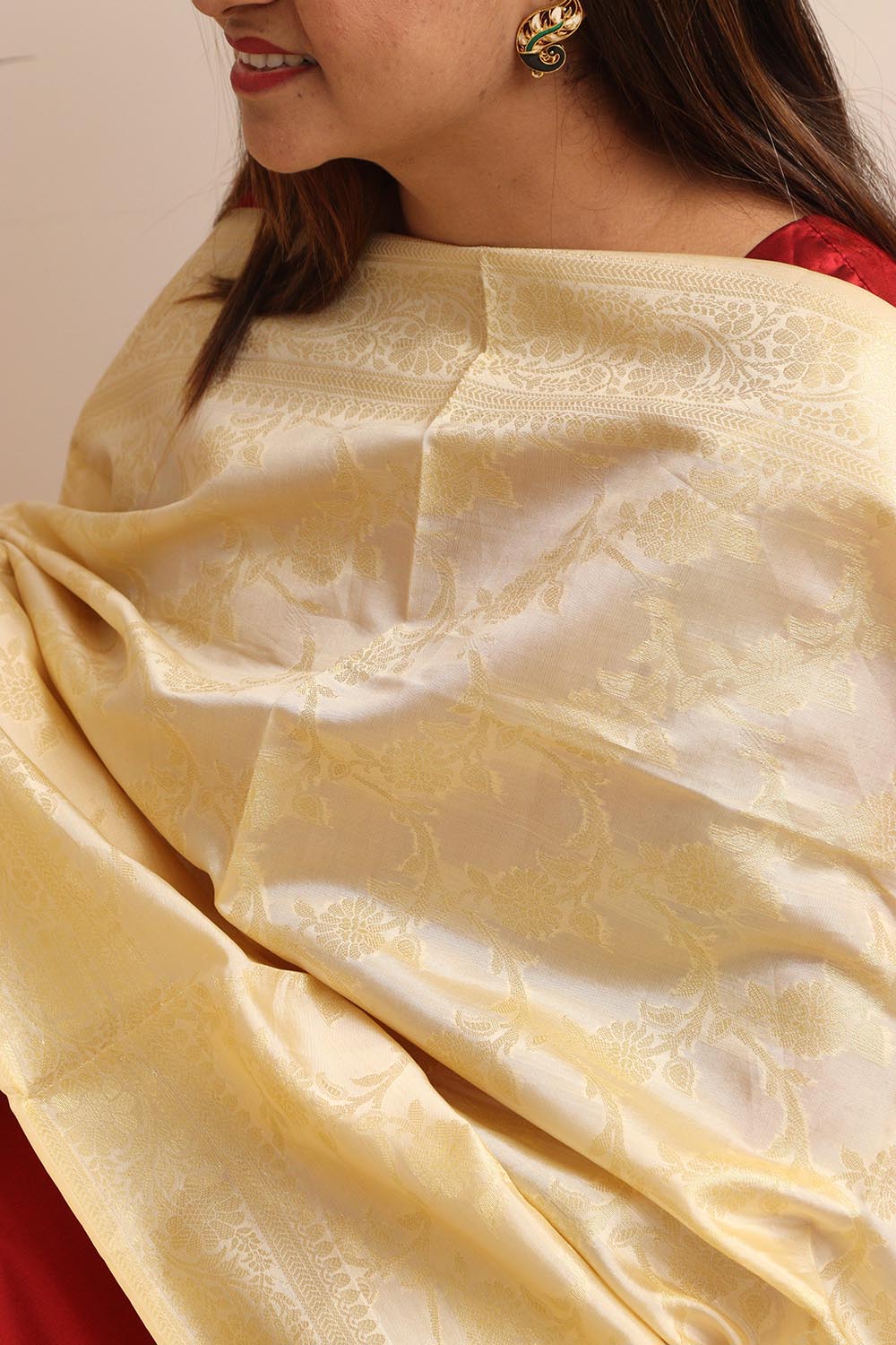 Soft and Elegant Pastel Banarasi Silk Dupatta - Taniva