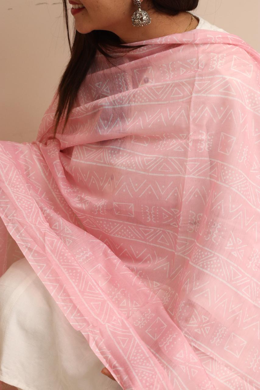 Taniva - Pink Digital Printed Chanderi Dupatta with Handcrafted Tassels â€“ Traditional Wear for Women, Lightweight & Elegant - Taniva