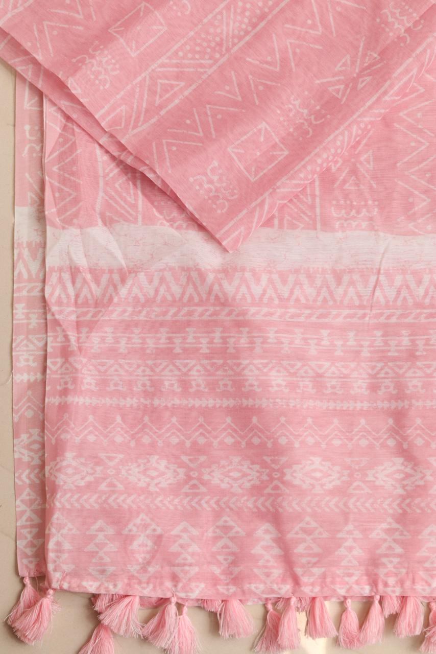Taniva - Pink Digital Printed Chanderi Dupatta with Handcrafted Tassels â€“ Traditional Wear for Women, Lightweight & Elegant - Taniva