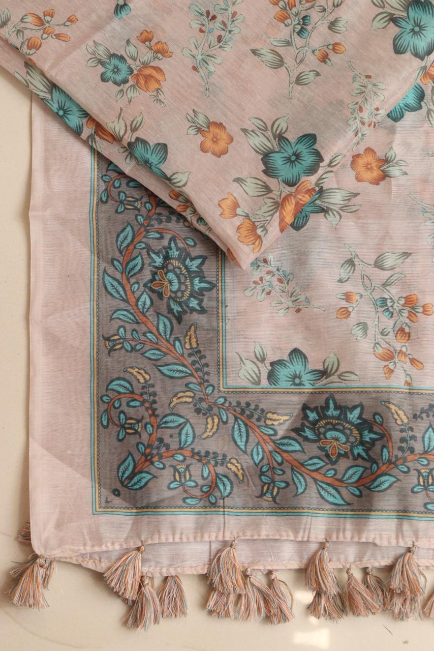 Taniva - Pastel Digital Printed Chanderi Dupatta with Handcrafted Tassels â€“ Traditional Wear for Women, Lightweight & Elegant - Taniva