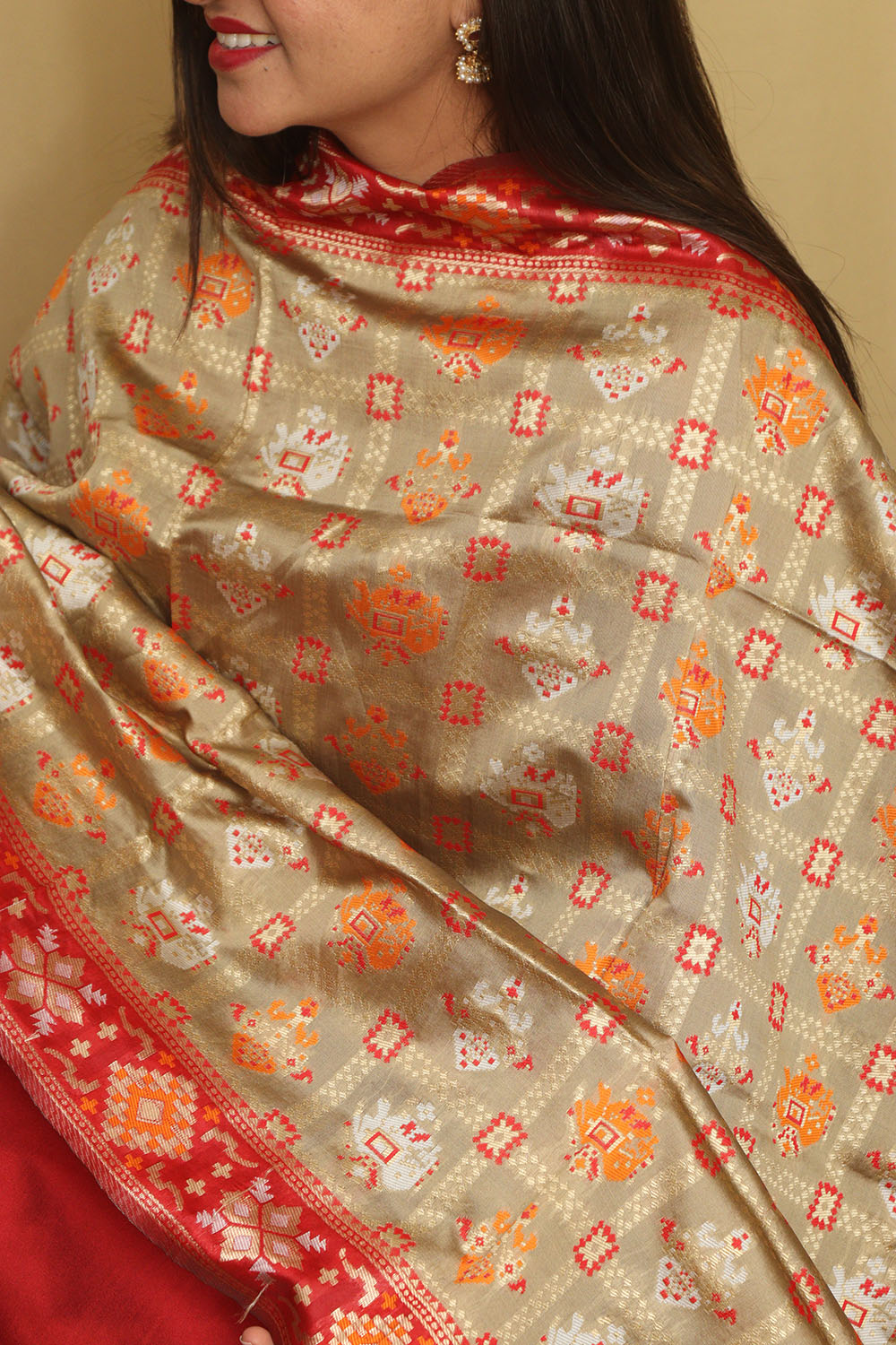 Soft and Stylish Pastel Patola Silk Dupatta - Taniva