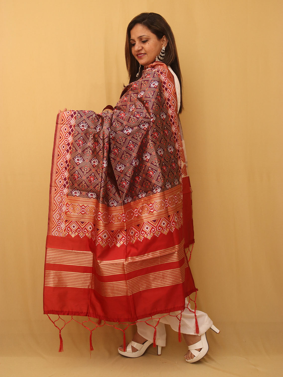 Elegant Purple Silk Dupatta for Women - Taniva