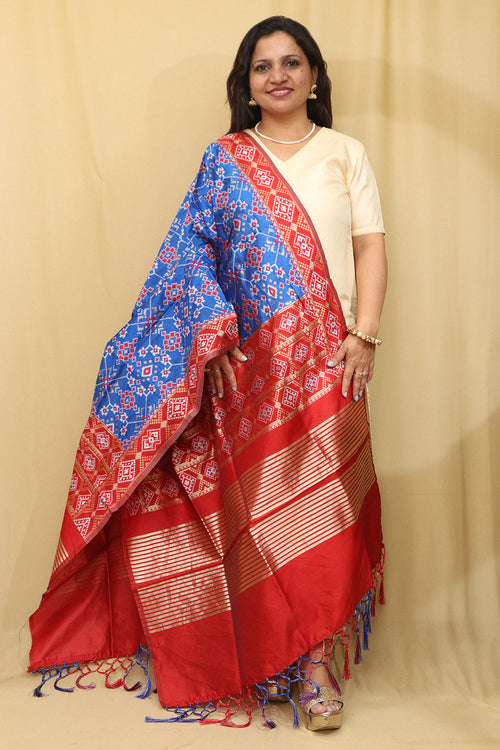 Exquisite Blue Patola Silk Dupatta - Timeless Elegance - Taniva