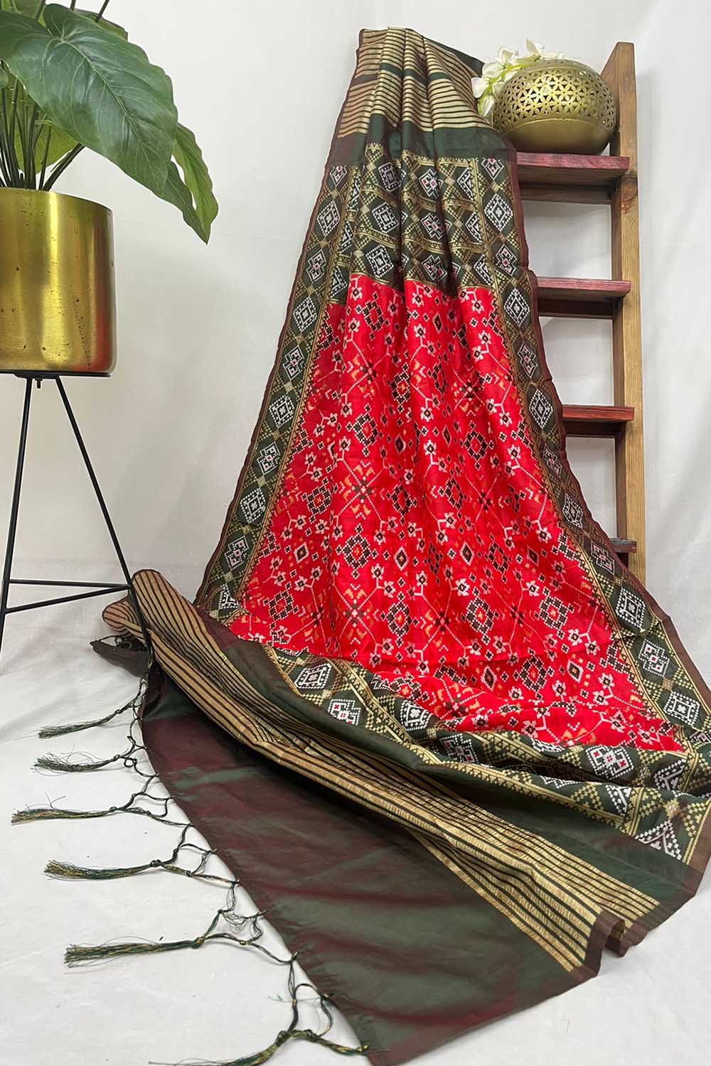 Elegant Red Patola Silk Dupatta - Taniva