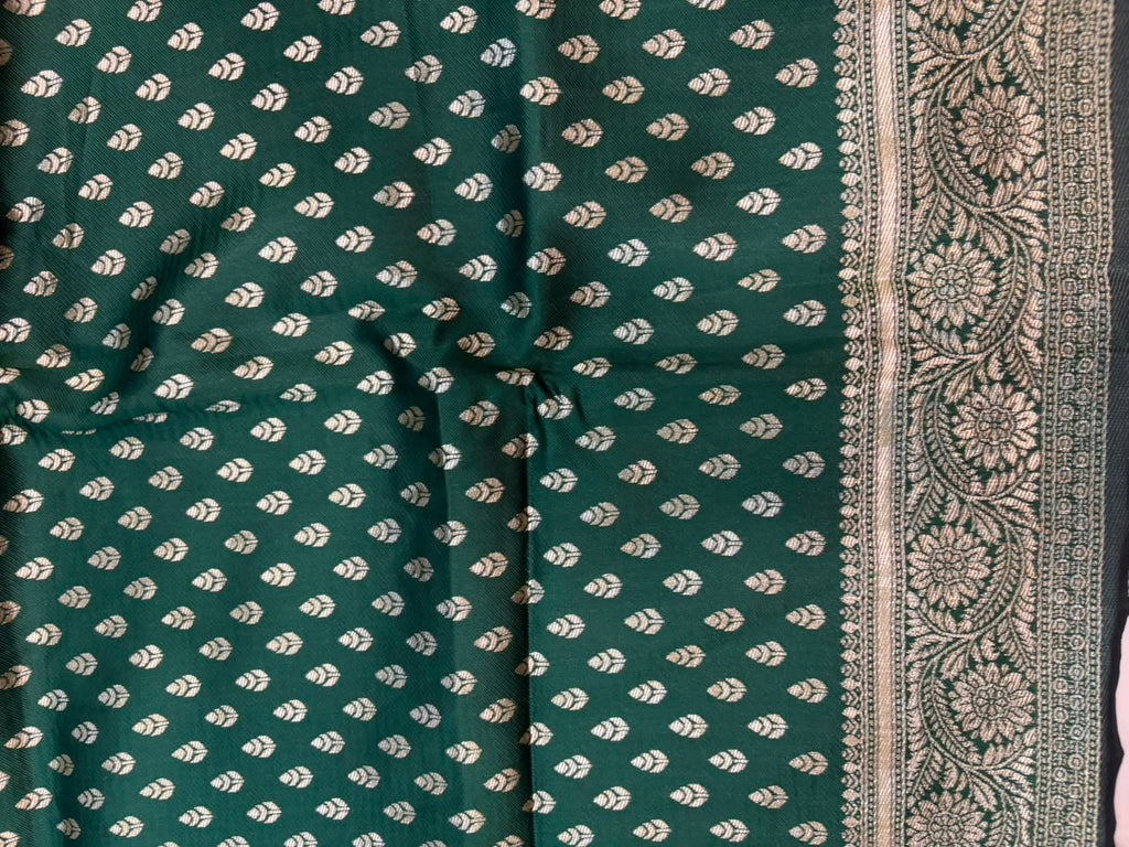 Green Banarasi Cotton Silk Booti Design Saree Festive
