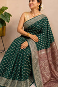 Green Banarasi Cotton Silk Booti Design Saree Festive