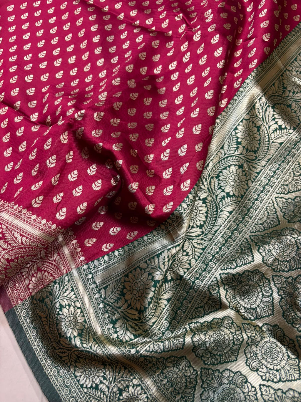 Maroon Banarasi Cotton Silk Booti Design Saree Festive