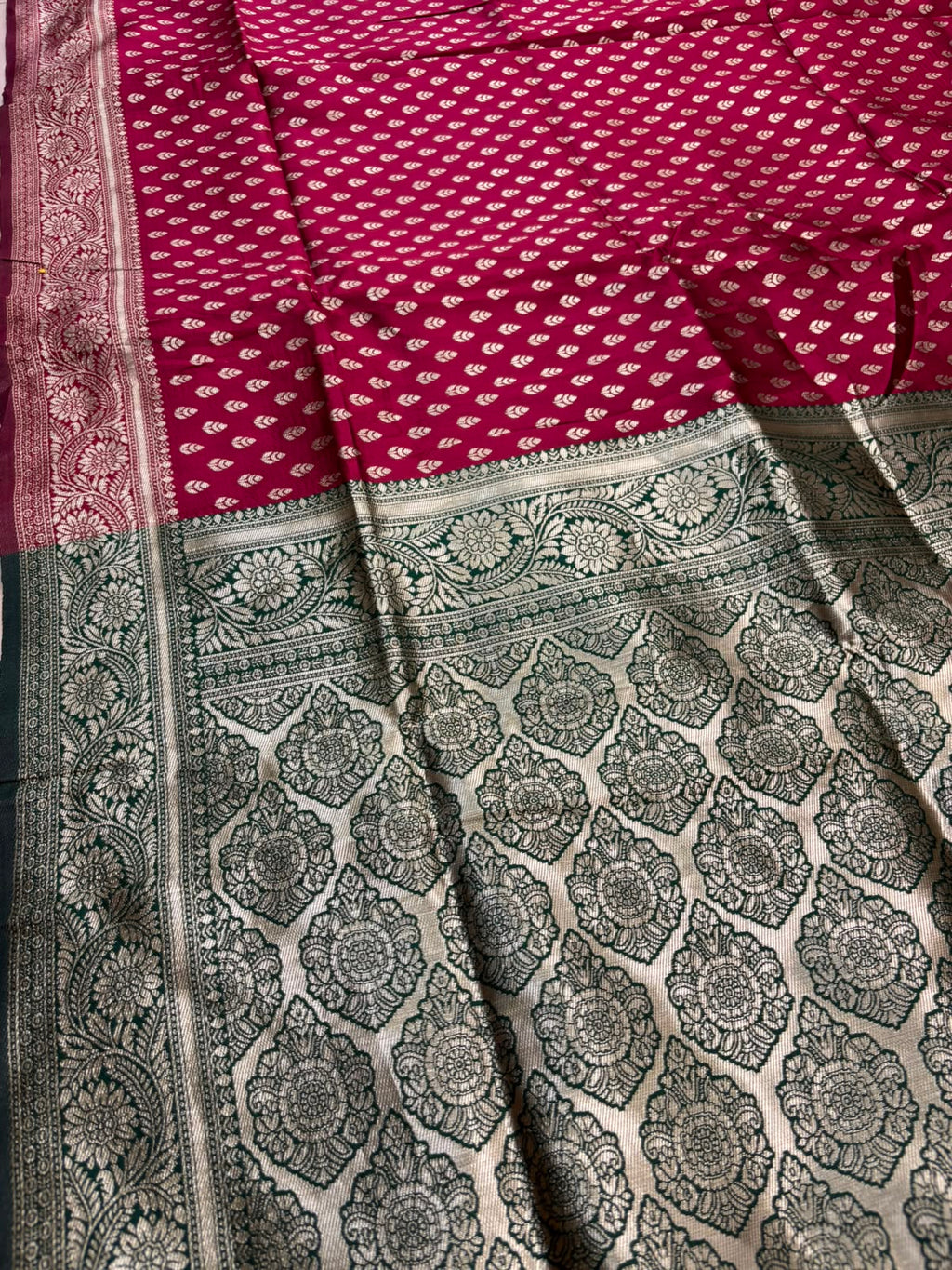 Maroon Banarasi Cotton Silk Booti Design Saree Festive