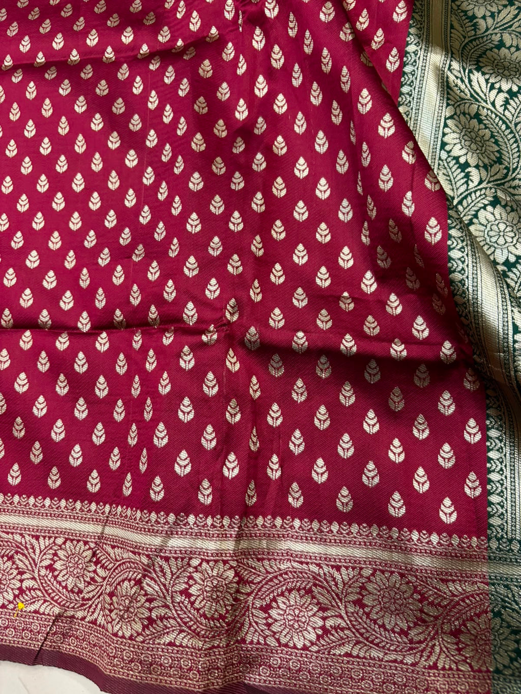 Maroon Banarasi Cotton Silk Booti Design Saree Festive