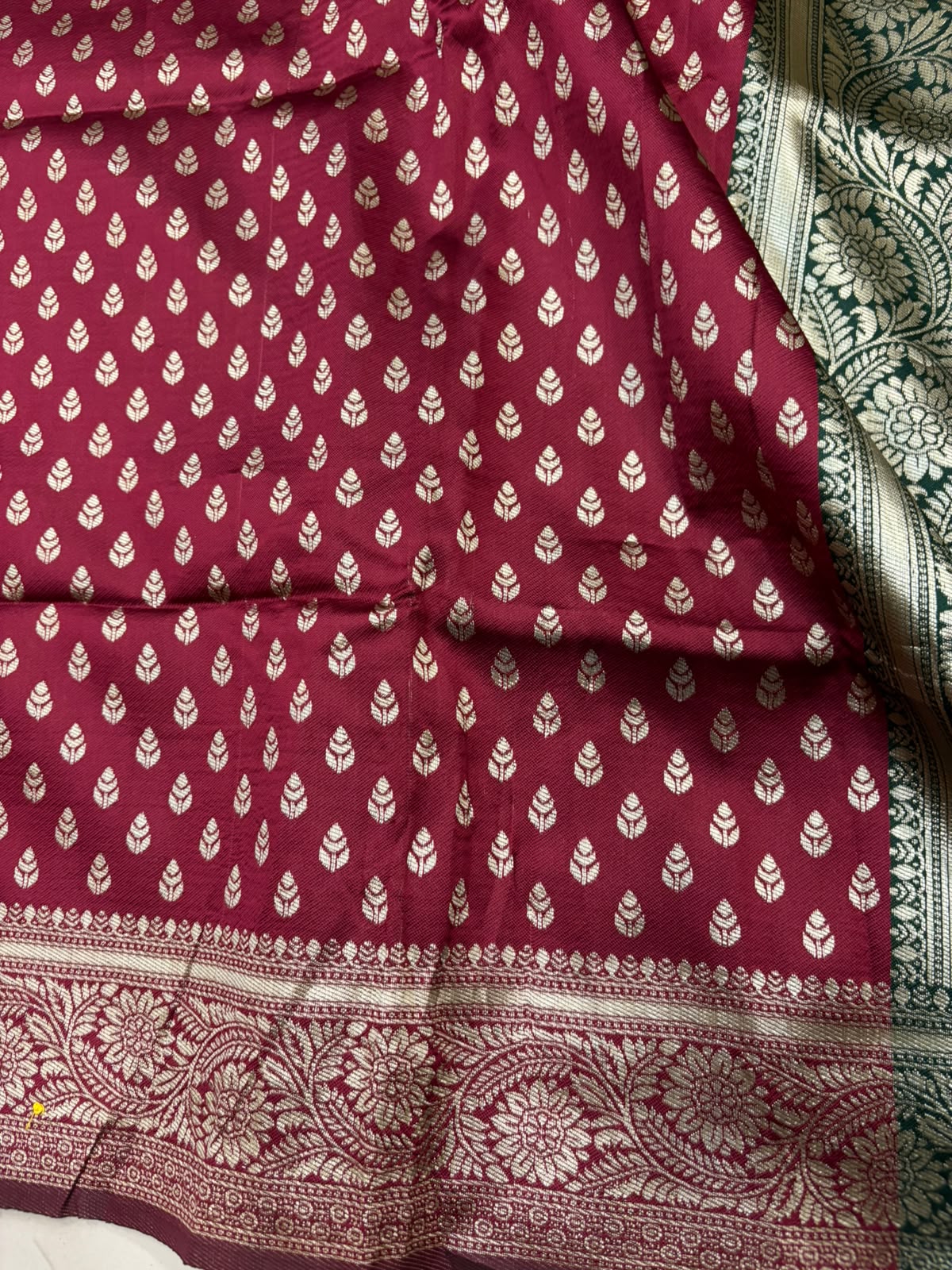 Maroon Banarasi Cotton Silk Booti Design Saree Festive