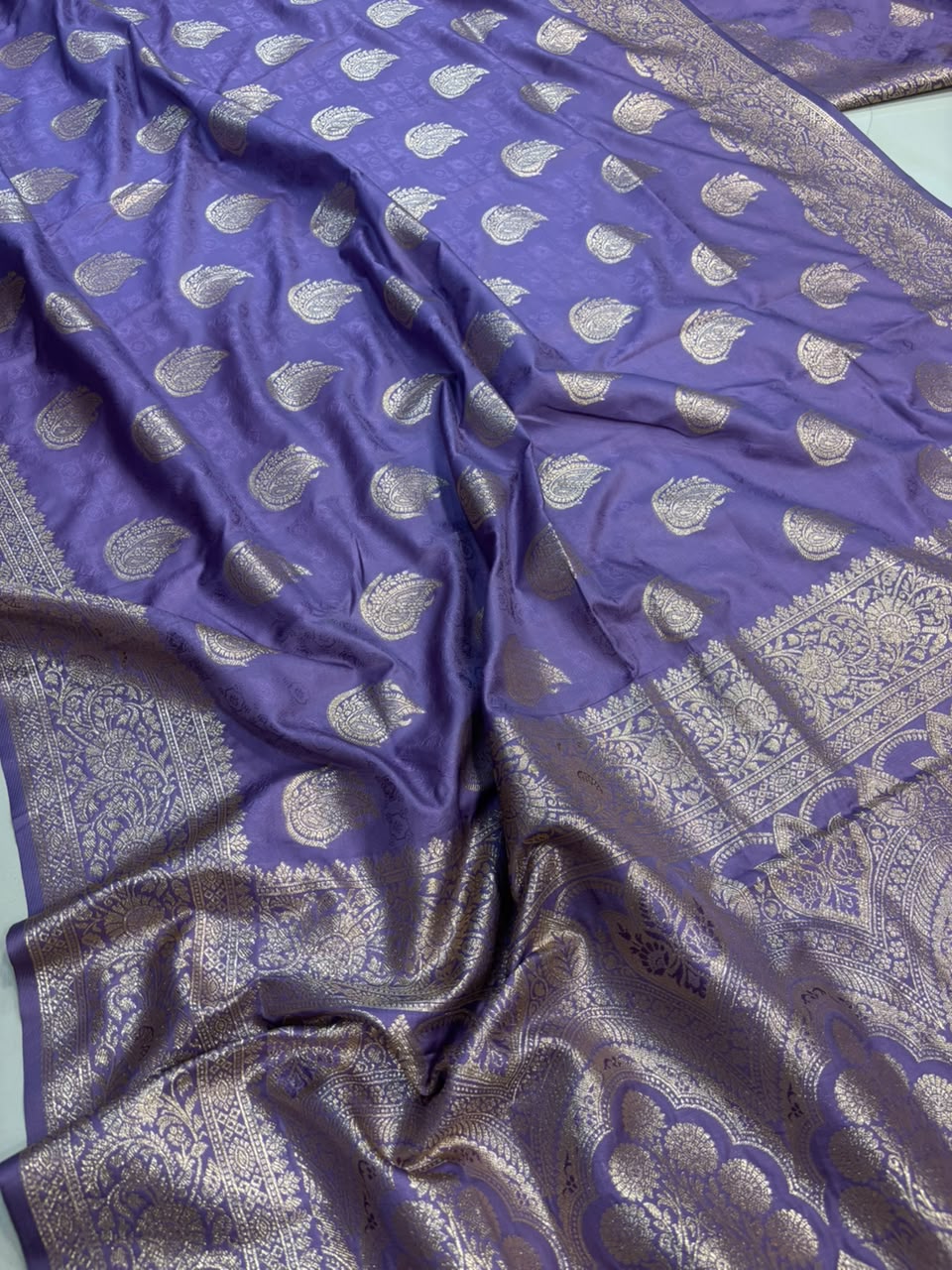 Purple Banarasi Soft Silk Paisley Design Saree Festive