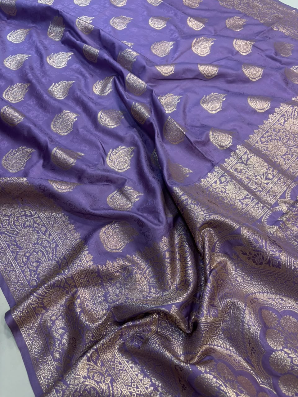 Purple Banarasi Soft Silk Paisley Design Saree Festive