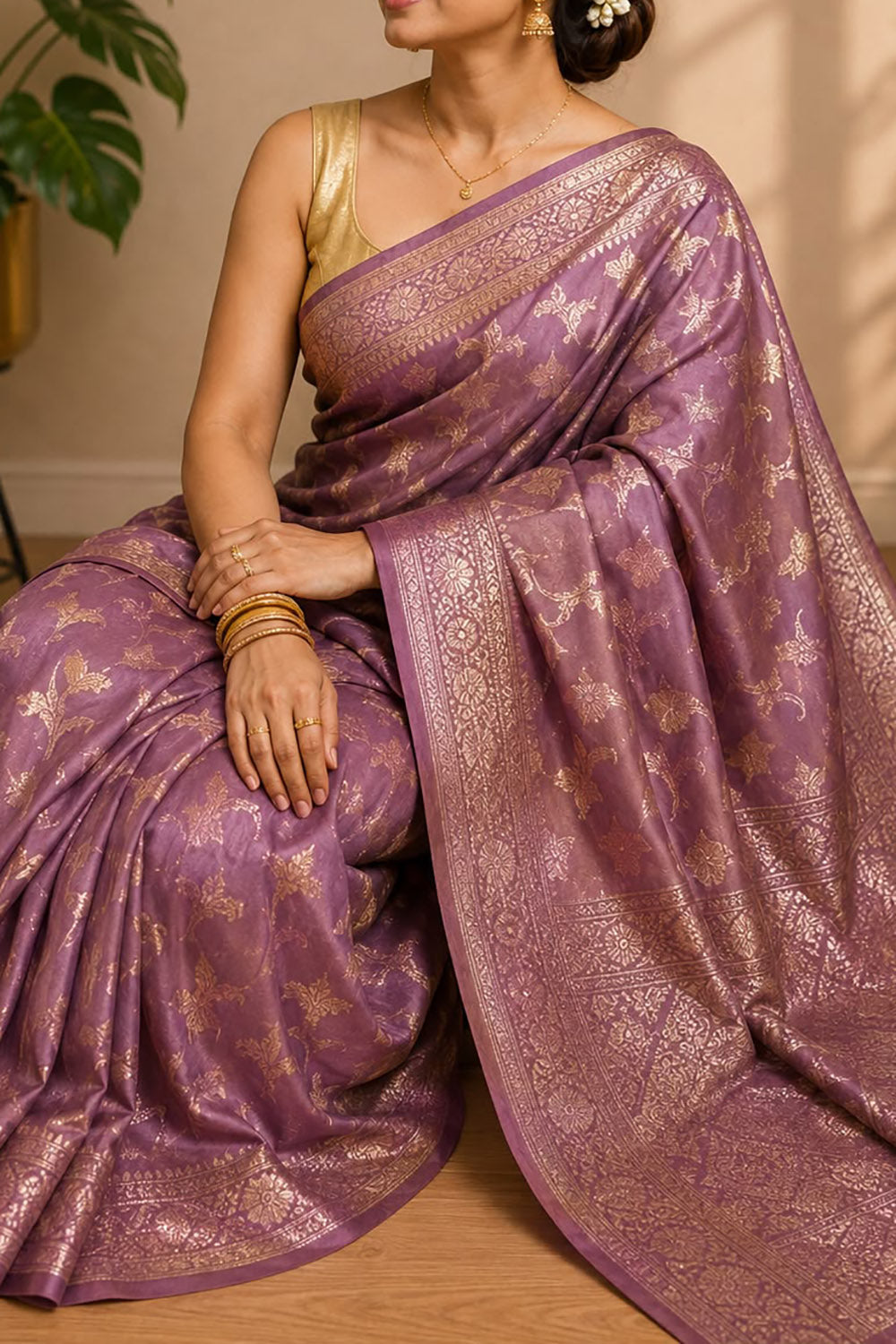 Pink Banarasi Soft Silk Saree India