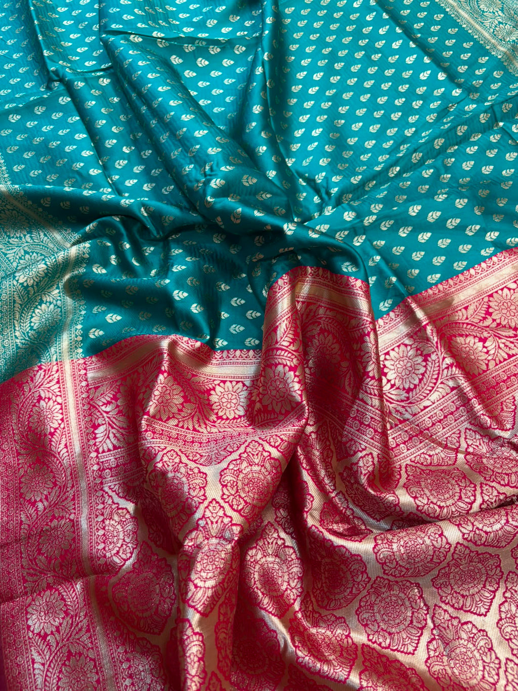 Blue Banarasi Cotton Silk Saree Booti Design India