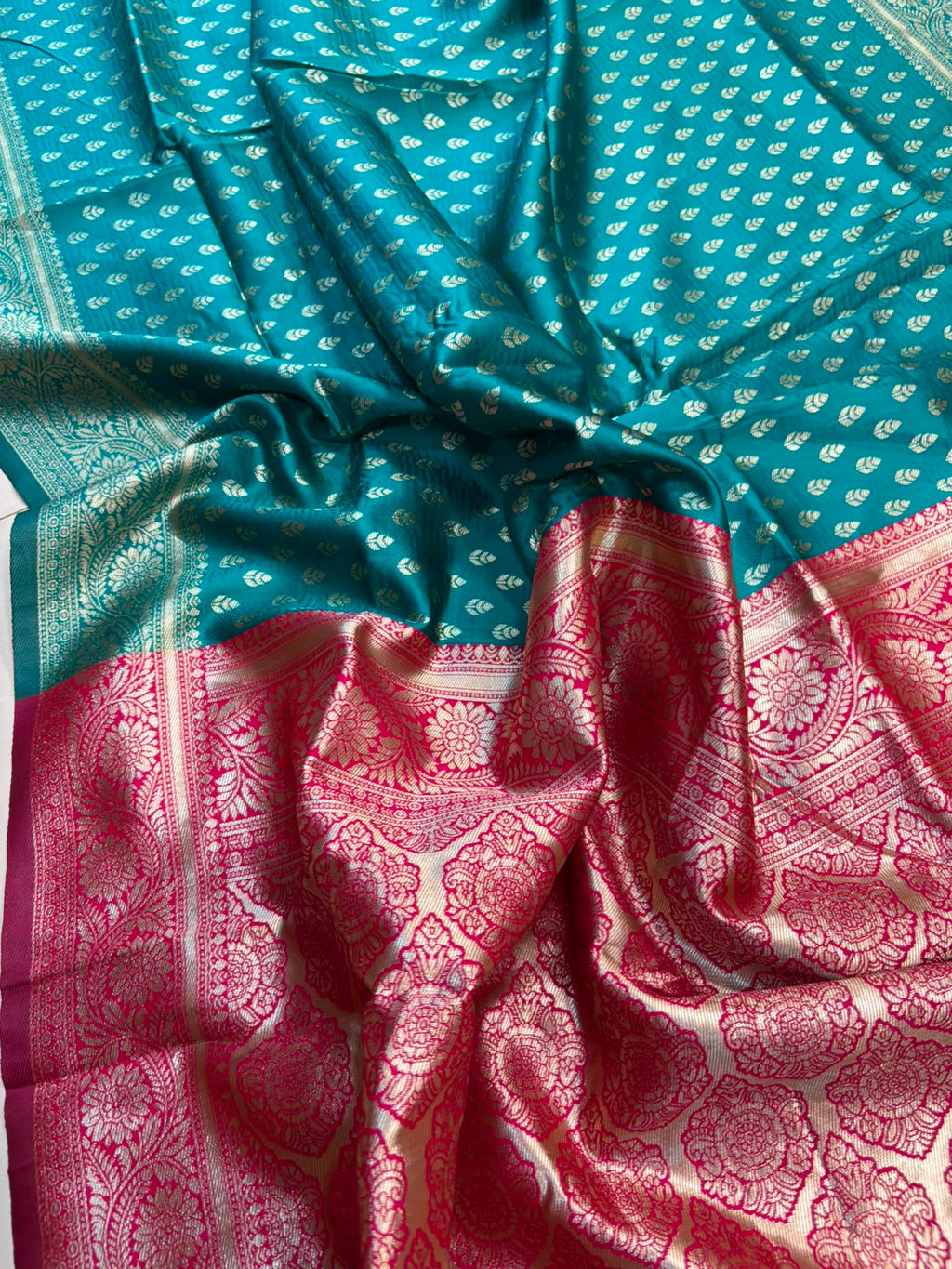 Blue Banarasi Cotton Silk Saree Booti Design India
