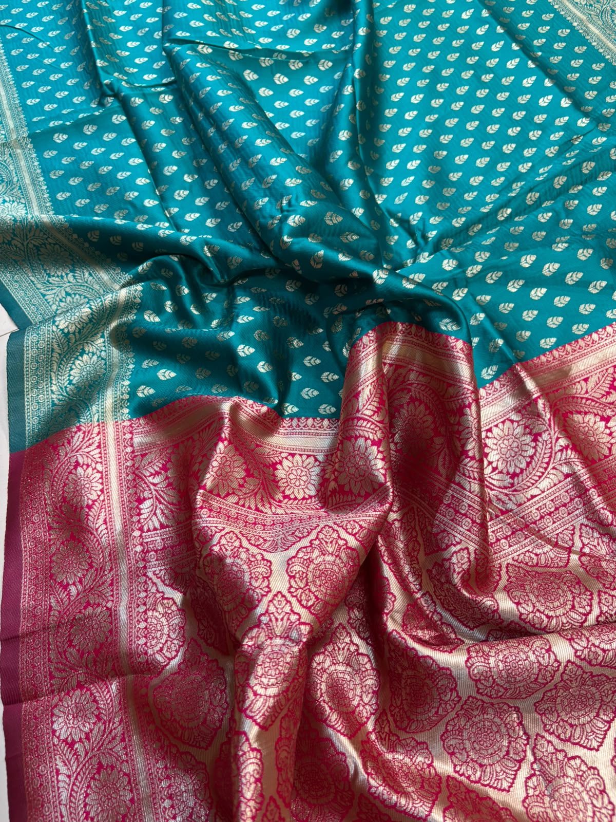 Blue Banarasi Cotton Silk Saree Booti Design India