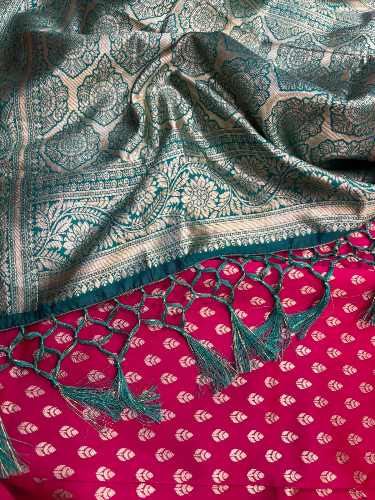 Pink Banarasi Cotton Silk Saree Booti Design