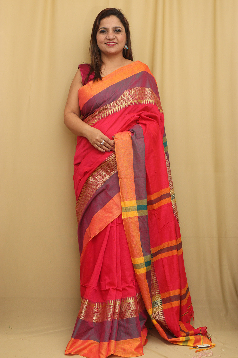 Stunning Pink Bengal Cotton Saree - Luxurion World