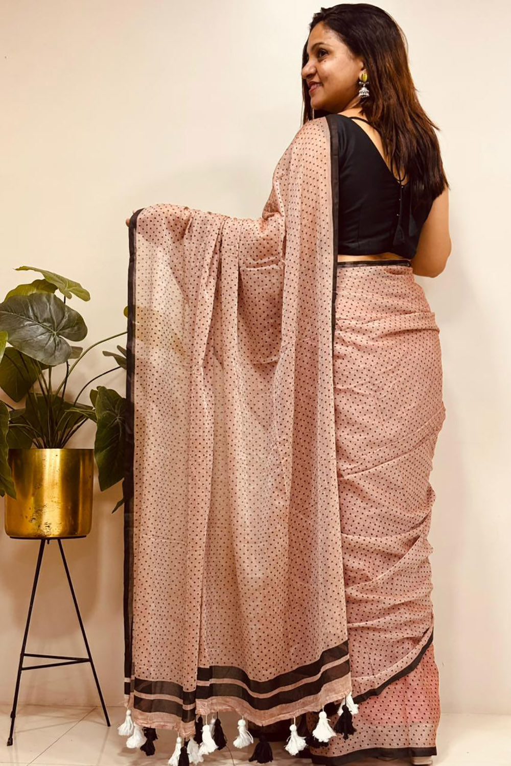 Brown Bengal Mul Cotton Saree Casual Wear