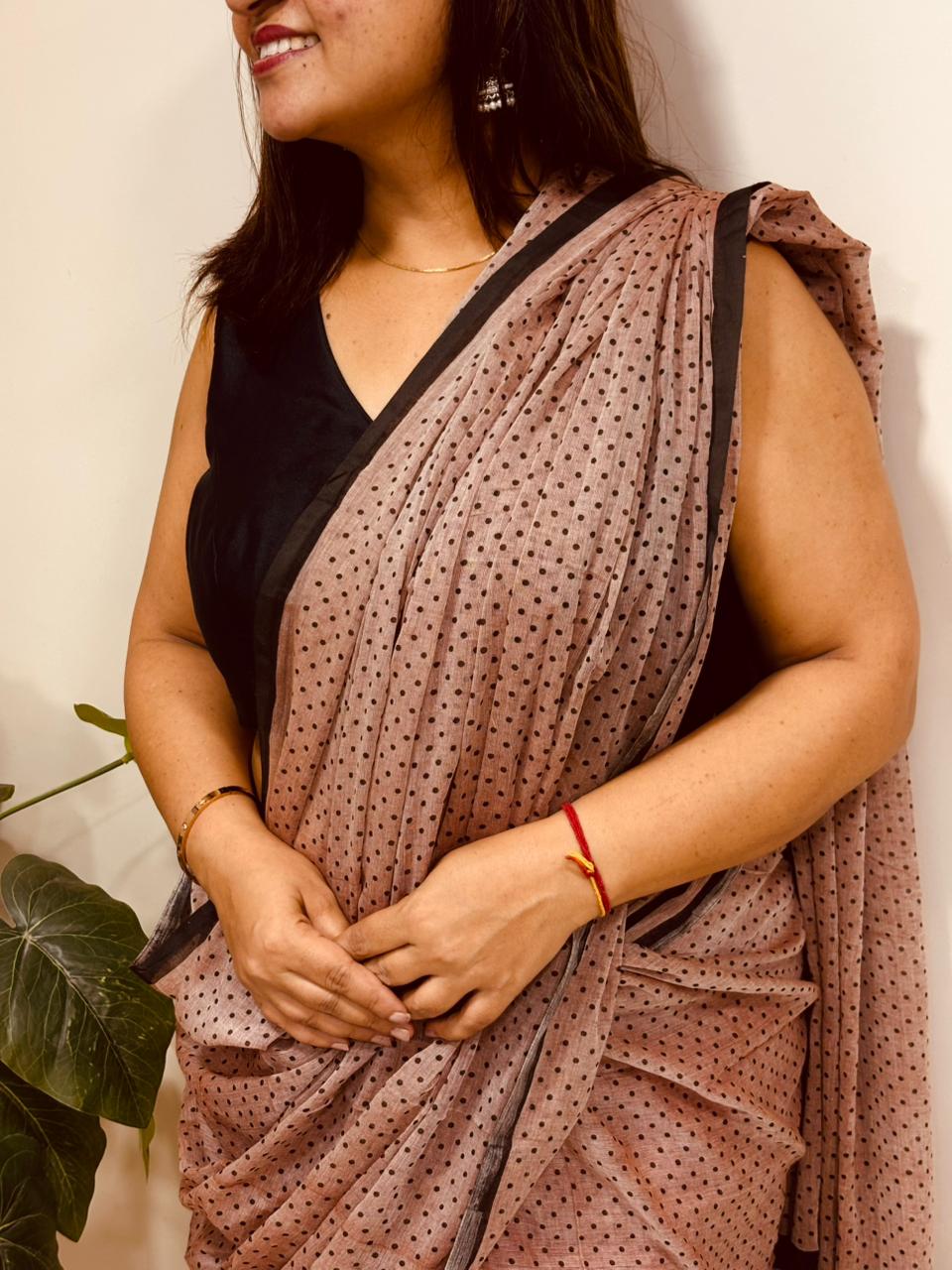 Brown Bengal Mul Cotton Saree Casual Wear