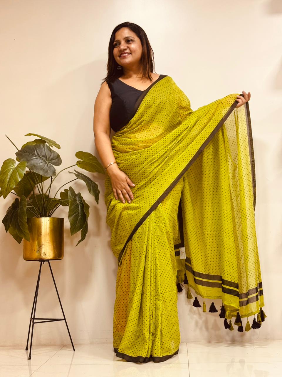 Green Bengal Mul Cotton Saree Everyday Wear