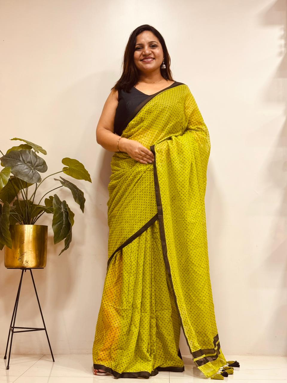 Green Bengal Mul Cotton Saree Everyday Wear