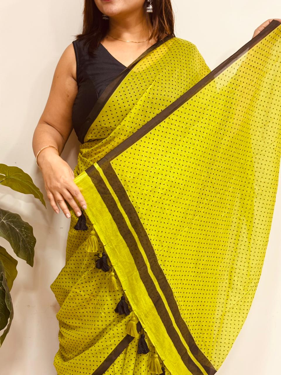 Green Bengal Mul Cotton Saree Everyday Wear