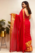 Red Bengal Mul Cotton Saree Festive Wear