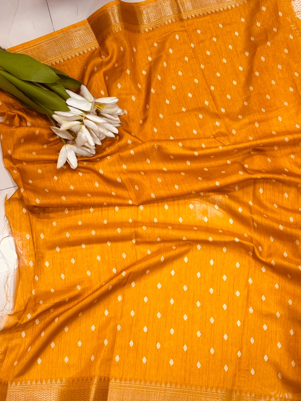 Yellow Digital Print Crepe Saree Warli Design Festive Ethnic