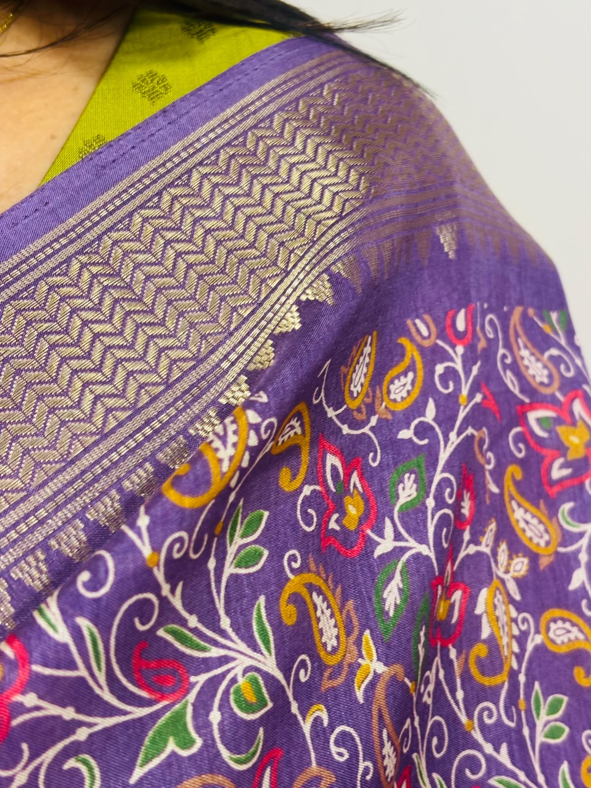 Purple Digital Print Crepe Saree Flower Design Festive Ethnic